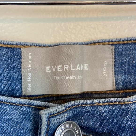 Everlane The Cheeky Jean Classic Blue Raw Hem High Rise Cotton Jeans - Picture 7 of 11